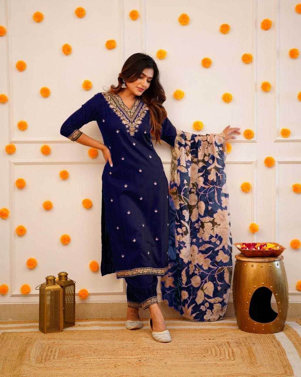 Viscose Rayon Embroidery Designer Suit - MYLUXURY LANE ENTERPRISE
